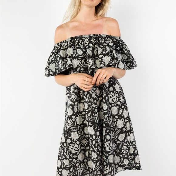 Emerson Fry Daphne India Collection Floral Ruffle Off Shoulder Dress Sundress - Picture 3 of 8